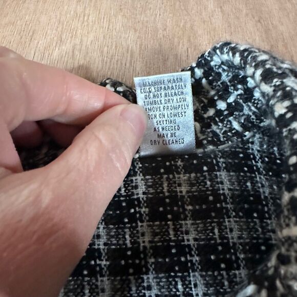 Chico’s Size 3 Black White Tweed Jacket Textured Button Front Blazer Coat XL - Picture 4 of 5